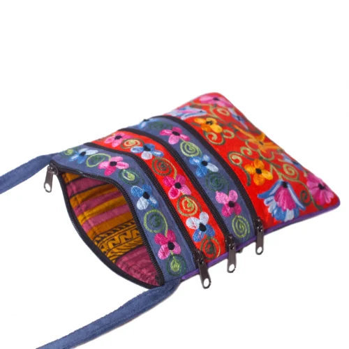 Faux Suede Embroidered Zip Shoulder Bag - 5 Colors Available - Image 6