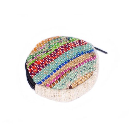 Round Upcycled Sari Coin Purse - Image 2
