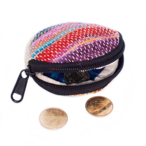 Round Upcycled Sari Coin Purse - Image 3