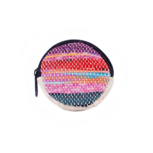 Round Upcycled Sari Coin Purse - Image 5