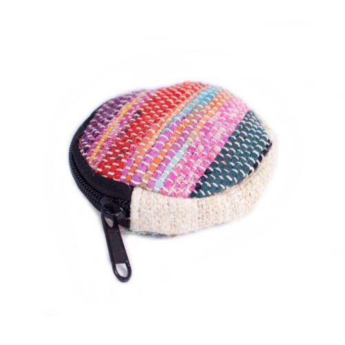 Round Upcycled Sari Coin Purse - Image 6