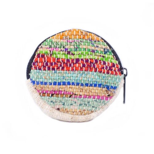 Round Upcycled Sari Coin Purse